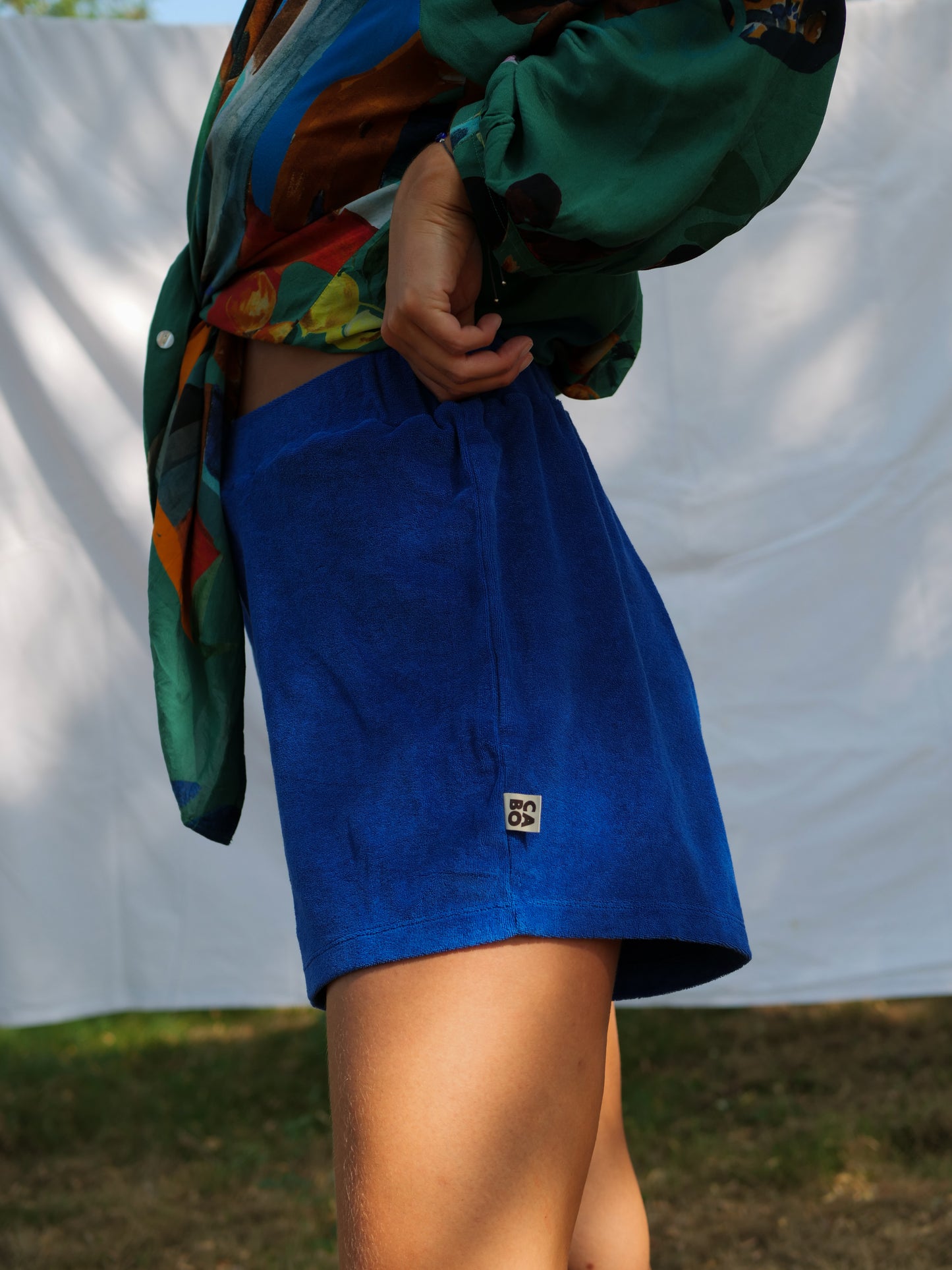 short taille haute en coton éponge