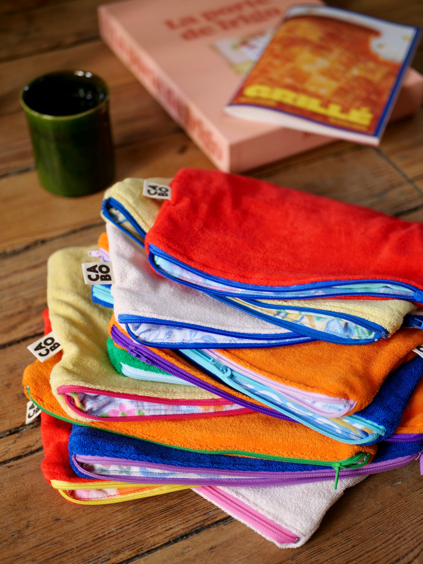 TROUSSE PLATE EN COTON ÉPONGE & TISSU UPCYCLÉ - CABO