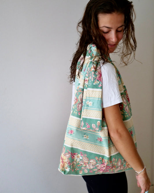 sac upcyclé mofif fleurs vintage roses pivoines