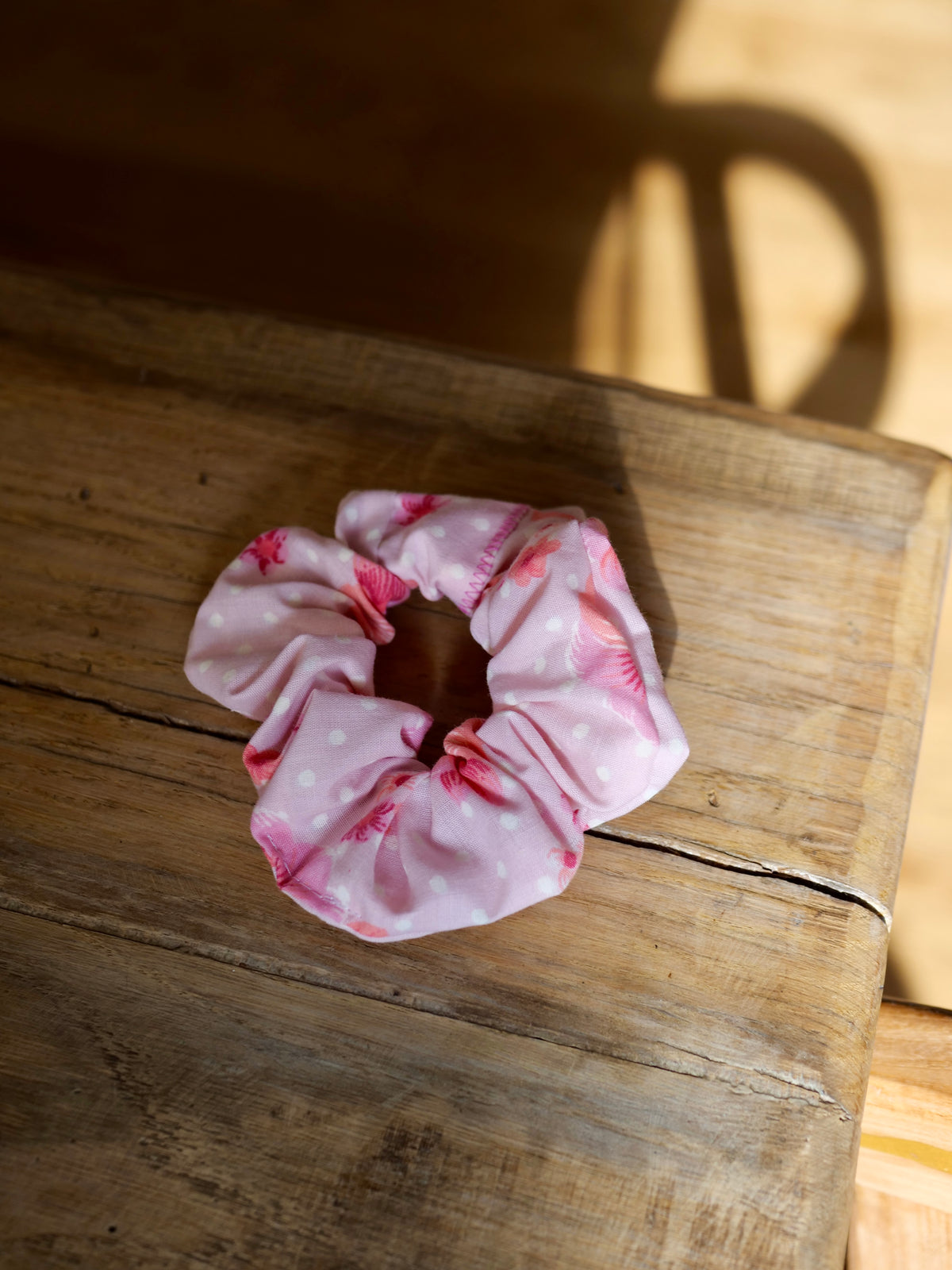 chouchou upcyclé fleurs roses